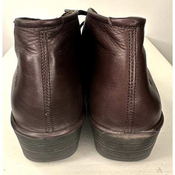 Fly London Womens Boots Leather Ankle Wedge Heel Lace-Up Burgundy 39 US 8-8.5 - Picture 7 of 13